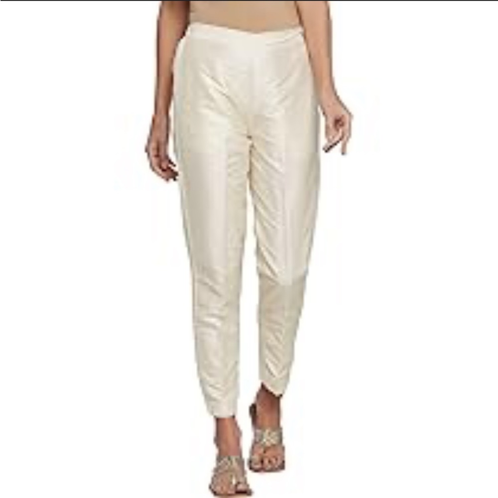 100% silk vintage cream cigarettes pants